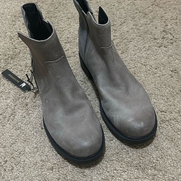 Sorel Women's 8 Emelie II Side Zip Booties Gray Leather Waterproof Boot New - Picture 1 of 16